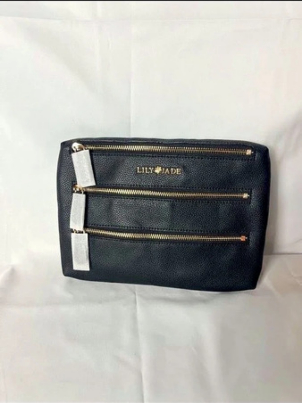 NWT Lily Jade Sleek Pack Black Gold Triple Zip Belt Bag Crossbody